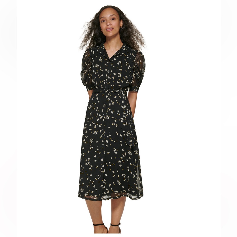 NWT DKNY floral button front midi dress